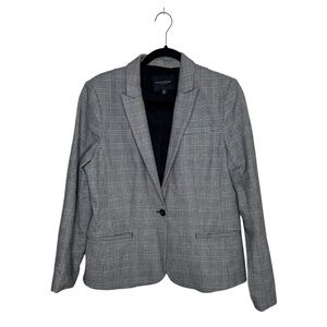 Banana Republic women 10 plaid classic fit one button short blazer jacket preppy